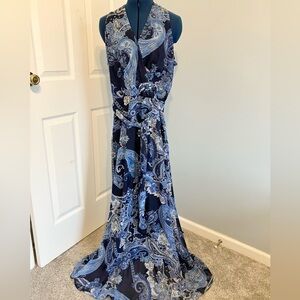 Chetta B Blue Paisley Maxi Dress